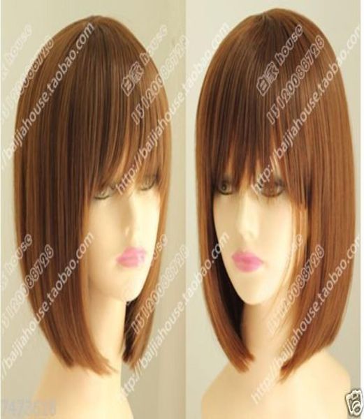 

new fashion charm women039s short brown really hair wigs012213340, Black