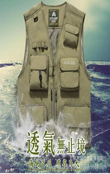 

hunting jackets men039s outdoor multipockets mesh vest casual fishing pojournalism waistcoat work utility perfect for hiking6090458, Camo;black