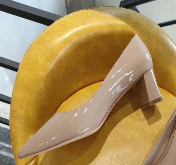 

202062207y classic work shoes green black red nude burgundy red patent leather calf kitten 5cm chunky heels pointy ladies3492078