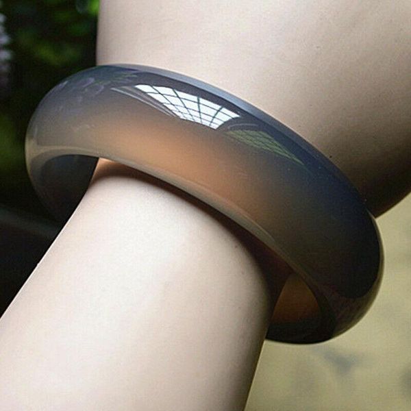 

bangle natural jade bangle round bangle jadeite bracelet hand carved fine charm jewelry fashion accessories for men women 5666mm, Black