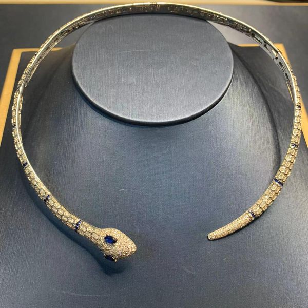 

necklaces new exotic blue eyes snake collar choker necklace female retro exaggerated design white snake short necklaces zk35, Silver