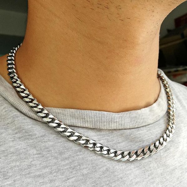 

necklaces 10 pieces stainless steel cuban link necklace for men women tarnish heavy curb chain necklace choker 16 18 20 22 24 inches, Silver