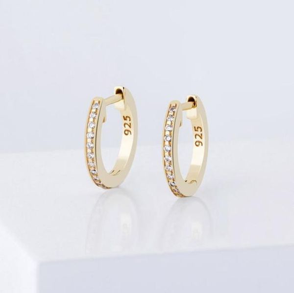 

hip hop men women hoop earrings 925 silver earrings jewelry classic fashion 18k gold rhodium plated circle brief luxury bling zirc1991085, Golden;silver