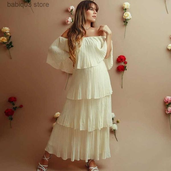 

maternity dresses maternity pgraphy long dresses ruffles one shoulder dress pregnancy pregnant women for baby shower p shoot accessories t23, White