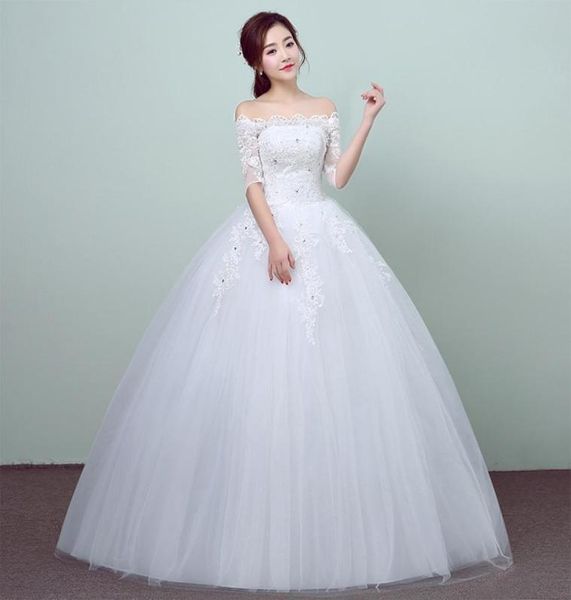 

luxury wedding dress 2018 new arrival summer fashion princess lace embroidery half sleeve china bridal gowns vestido noiva2082934, White