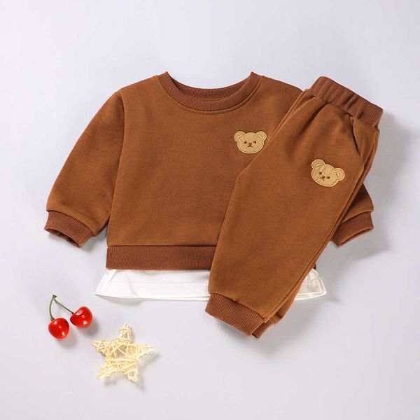 

spring autumn children cotton clothing suit baby boys girls clothes kids sport hoodies pants 2pcs/sets fahion toddler tracksuits 33mf, White