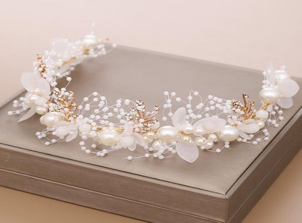 

gold flower pearl headband tiara crown wedding bridal princess headbands hair jewelry crystal accessories bride headdress headpiec2319386, Silver
