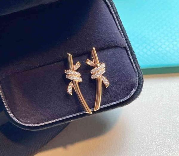 

new silver studded 92kont women039s knot earrings0123458222706, Golden