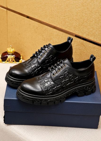 

2023 mens business dress shoes men formal genuine leather brogues shoes male elegant wedding brand designer flats size 38-45, Black