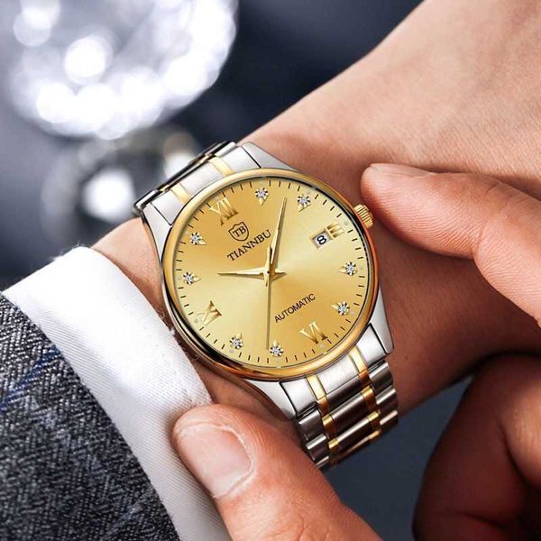 

watches mechanical fashion watch faces tourbillon full-automatic mechanical watch men's business luminous luxury brand mens stainless s, Slivery;black