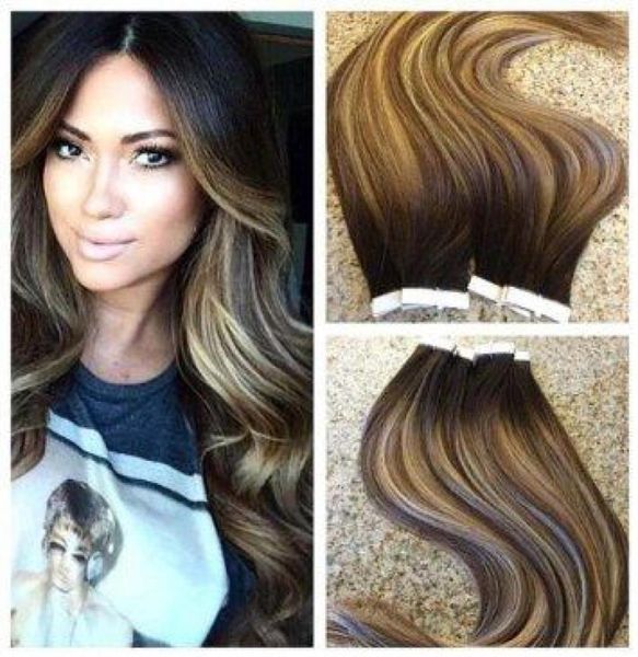 

hlhair 100 pcs 100 gram per package salon professional hair color 2 fading to 427 balayage extensions seamless tape in hair ext6757836, Black