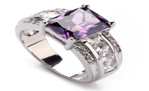 

shunxunze first class products engagement wedding rings for men and women drop purple cubic zirconia rhodium plated r619 s8781508, Silver
