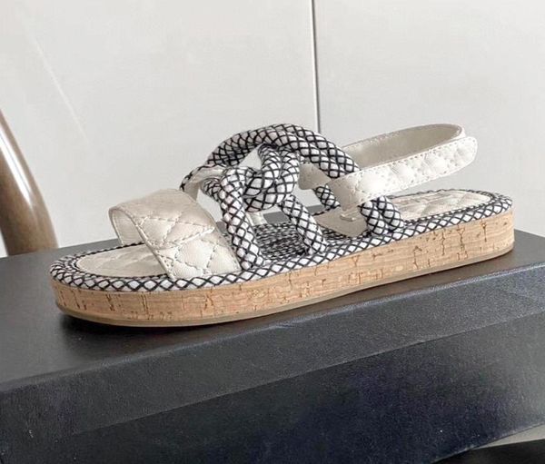 

women039s hemp rope woven metal chain sandals slippers fashion elegant simple material flat shoes comfortable2071611, Black
