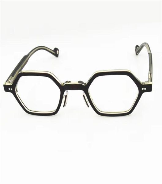 

james tart 370 optical eyeglasses for retro style antiblue light lens plate hexagon full frame storage bag1220406, White;black