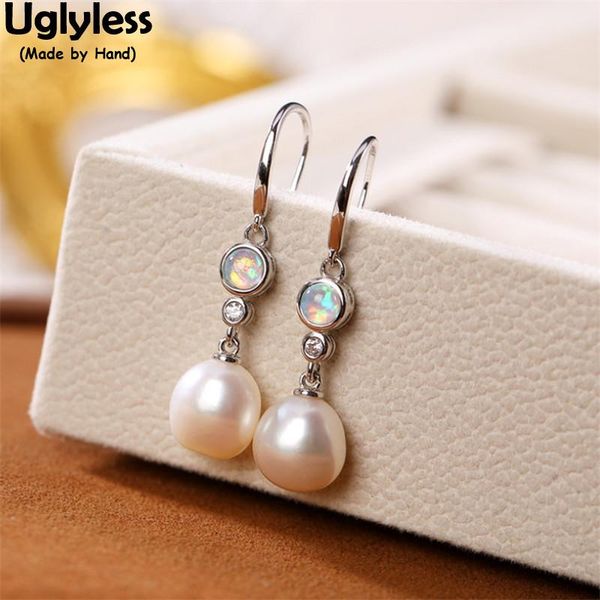 

knot uglyless colorful nature opal earrings for women freshwater baroque pearls dangle earrings gold brincos 925 silver pearl jewelry
