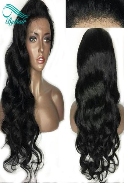 

bythair body wave lace front human hair wigs for women pre plucked silk base virgin hair full lace wigs bleached knots baby hair1314591, Black;brown
