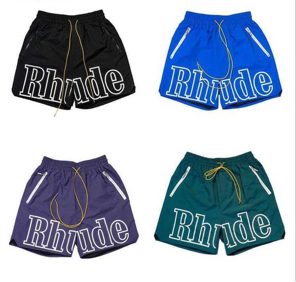 

men's shorts summer designer mens rhude swimming street sports print fashion rh training beach short men elastic breathable design 65es, White;black