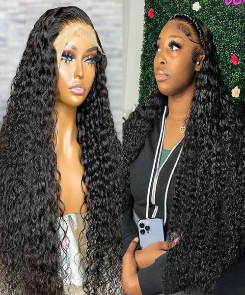 

30 40 inch 136 360 frontal human hair wigs brazilian 4x4 lace closure loose water wig black women1769814
