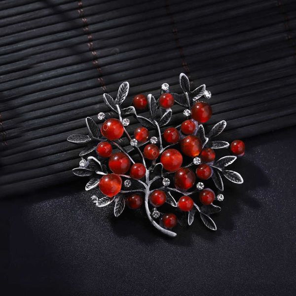 

pins brooches morkopela red stone trees brook natural stone brooches vintage bouquet clothing clip brooches and pins g220523, Gray