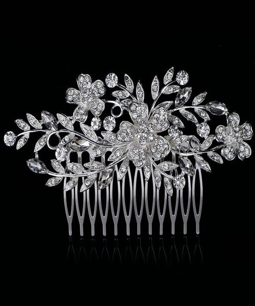 

2019 real timelimited hair combs round feis whole fashion crystal leaf and flower bride hair decoration pins wedding accessor9068159, Silver