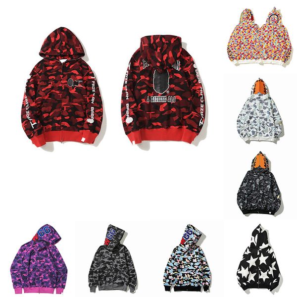 

hoodie fashion men womens designers hoody stylist cartoon shark printing hoodies jacket man outdoors casual sweatshirts size m-3xl, Black