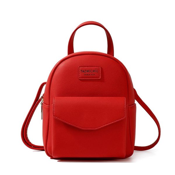 

pure color large capacity casual ladies backpack, Black;red