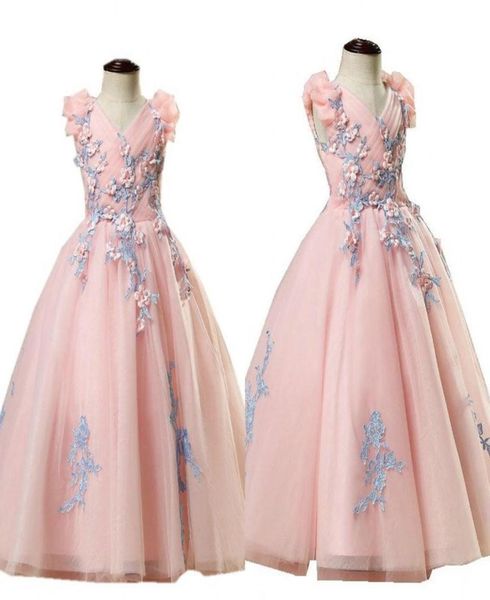 

pink and blue girls pageant dresses hand made flowers applique beaded vneck cap sleeve piping flower girl dresses toddler special8437551, White;red