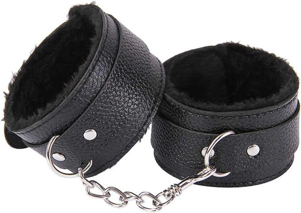 

factory outlet adjustable ankle bracelets sm plush pu leather fetishism cuffs set handcuffs restraint toys