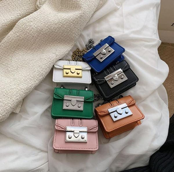 

designer kid square handbag 2022 girls metail chain messenger bag lady style children pu leather mini single shoulder bags purse a3066956, Black