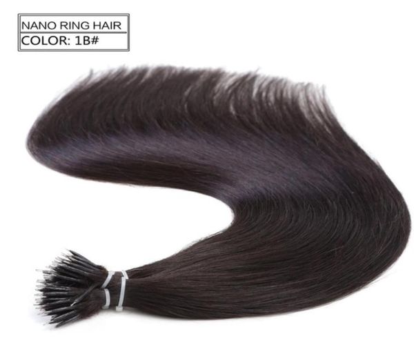 

1gs 100s brazilian micro nano loop ring human hair extensions 100remy hair straight 18colors 100pcs nano rings beads1623418, Black