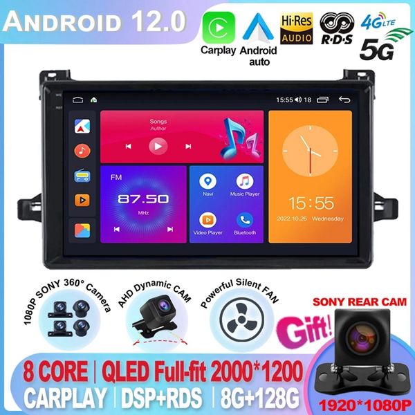 

for toyota prius xw50 2015 - 2020 8g 128g gps rds car radio video player android 12.0 dsp 2 din 4g wifi undefined theme carplay-2