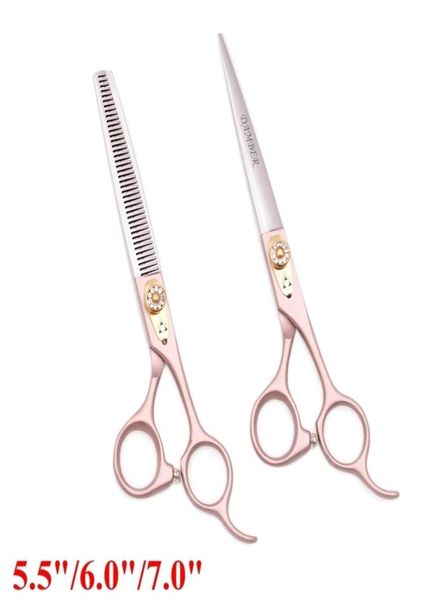 

55 6 7 japan steel professional hairdressing scissors thinning barber set cutting shears 440c 9105 2201255356482