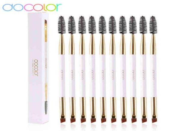 

docolor 510pcs white black professional double headed eyebrow eyelash makeup brushes thin hair whole angled eye brow brush 227236113