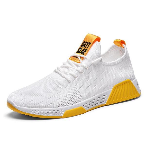 

men running shoes white yellow black orange breathable fashion knit thick bottom outdoor comfortable walking mens trainers