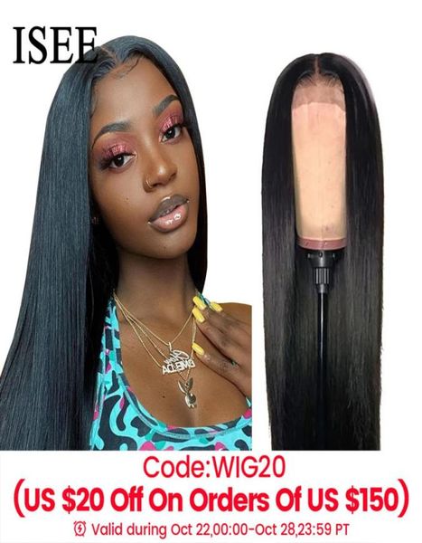 

black isee 13x4 hd transparent for women malaysian human hair s closure straight lace front wig3734121