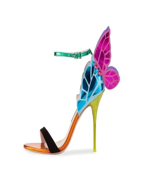 

sophia webster winged girls thin high heeled dress sandals summer multi color women wedding party prom cozy sandals 10cm heels lad7116402, Black