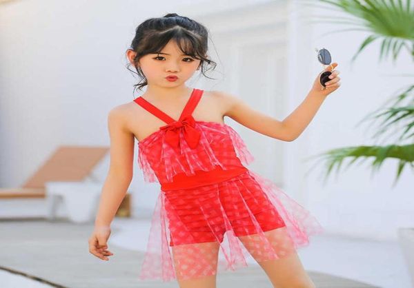 

2021 new onepiece lovely little princess gauze skirt children039s swimsuit girl spring swimsuit and trousers 68 years ol9113112