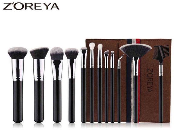 

makeup tools zoreya brand 12pcs black brush set foundation powder blending shadow bend eye liner base cosmetic brushe4818010