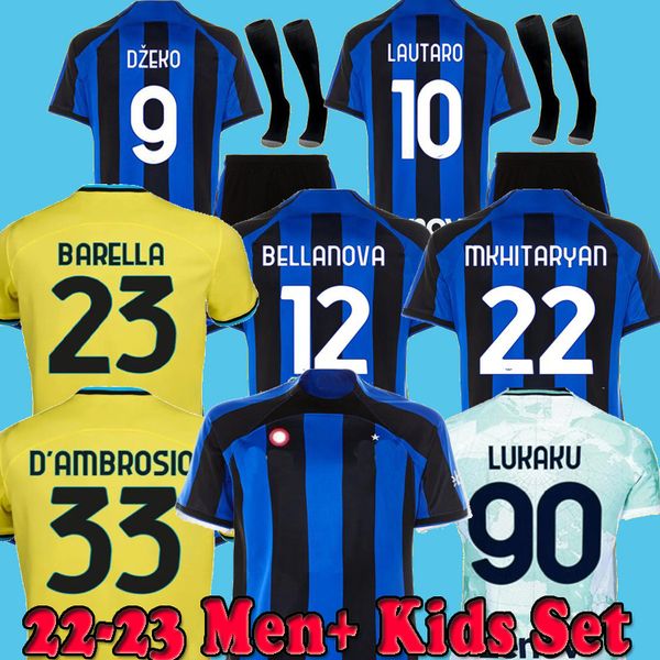

lukaku j.correa inters soccer jersey 22 23 barella lautaro milans eriksen acerbi away dzeko gosens uniforms football shirt asllani bellanova, Black;yellow