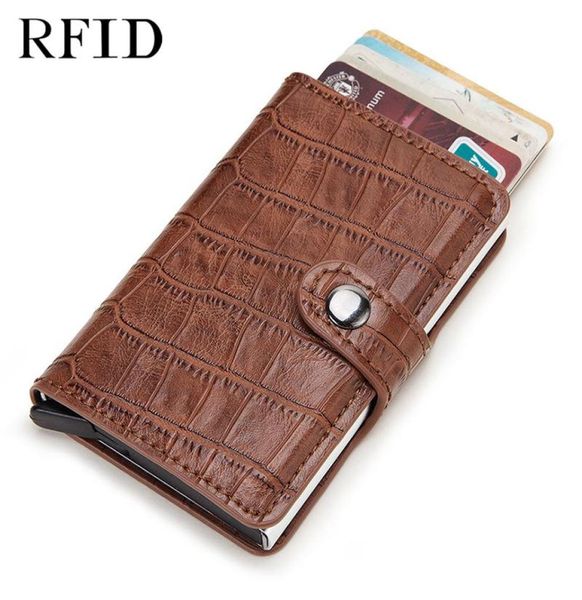 

card holders holder rfid nonscan metal wallet purse male business masculina billetera monedero tarjetero mujer9876917, Brown;gray