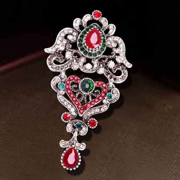 

pins brooches retro women's baroque crystal pendant brooch palace retro women's exquisite emblem jewelry party brooch g220523, Gray