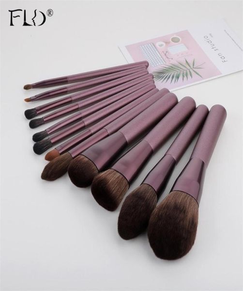 

fld 12pcs wood handle makeup brush set blush brush set eye eyeliner powder foundation make up brushes set cosmetic tools kit 220515380553