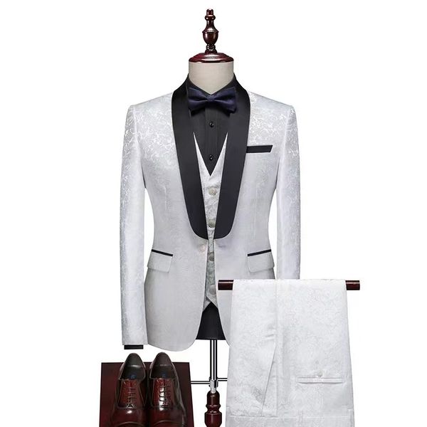 

men's suits blazers business suits mens suit fashion men three piece jacket embroidery clothing wedding tuxedo double breasted asian si, White;black