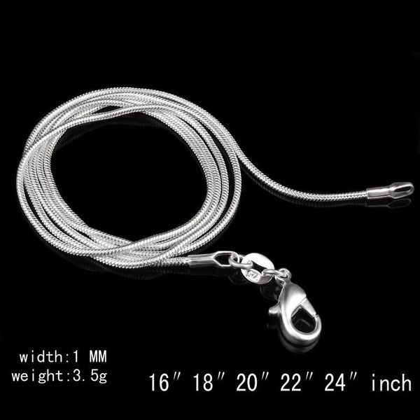 

necklaces 50pcs/lot 1mm 2mm silver plated snake chain choker necklaces jewelry size 16 18 20 22 24 26 28 30 inches in bulk