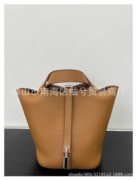 

designer handbag picotin lock cargo h family's layer cowhide tc leather vegetable basket bag small 18picotin bucket bag handbag real le