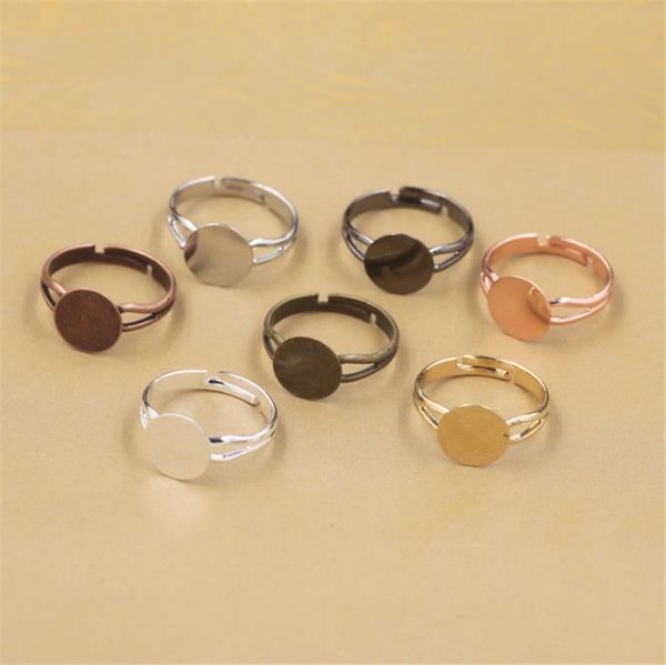 

boyute 50pcs 7 colors 6mm 8mm 10mm 12mm cabochon base ring setting diy accessories parts adjustable ring base7805047, Slivery;crystal