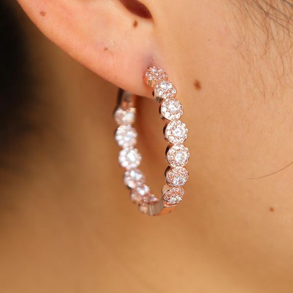 

huggie wedding engagment cz bling hoop for women ladies jewelry 2018 summer new cz sparking bling hoops elegance earring, Golden;silver