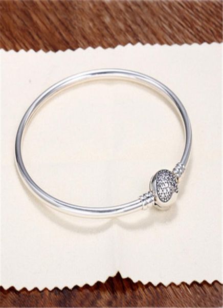 

100 925 sterling silver womens bracelets white cz micro paved heart bracelet with box for pandora beads european charms4383398, Golden;silver