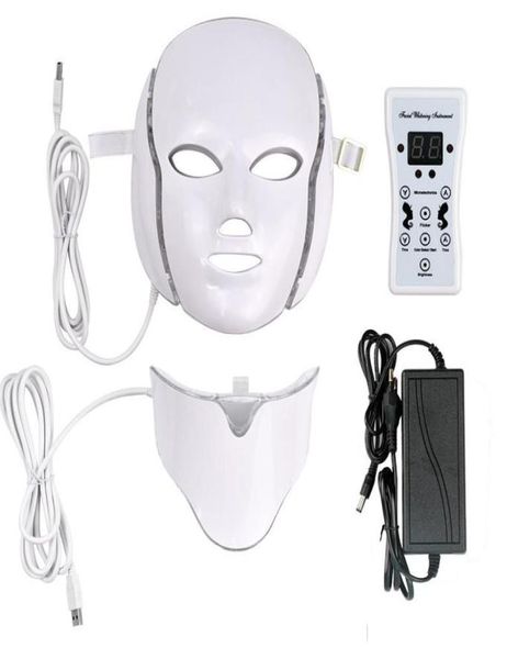 

7 color led light therapy face beauty machine led facial neck mask with microcurrent for skin whitening device dhl shipment4178443