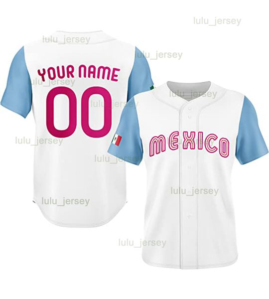 

custom baseball jersey 2023 world classic shirts printed personalized name number softball blue-white uniforms for men women youth, Blue;black
